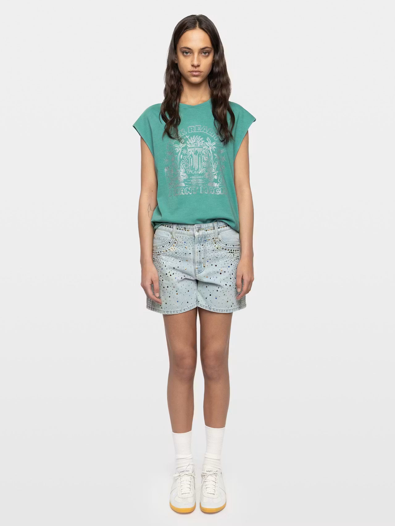 Sleeveless Rhinestone Tank