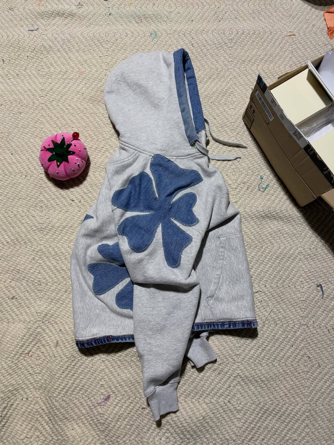 Denim Flower Hoodie