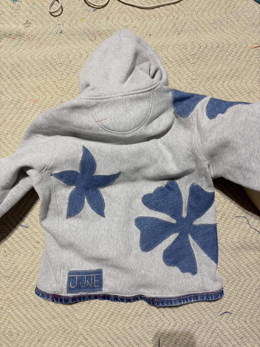 Denim Flower Hoodie